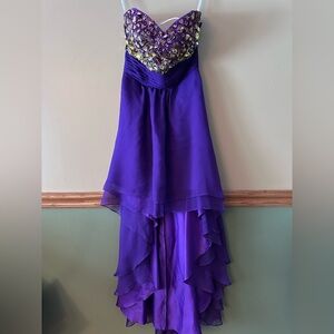 Studio 17 Purple Beaded High-Low Cocktail Dress prom dress